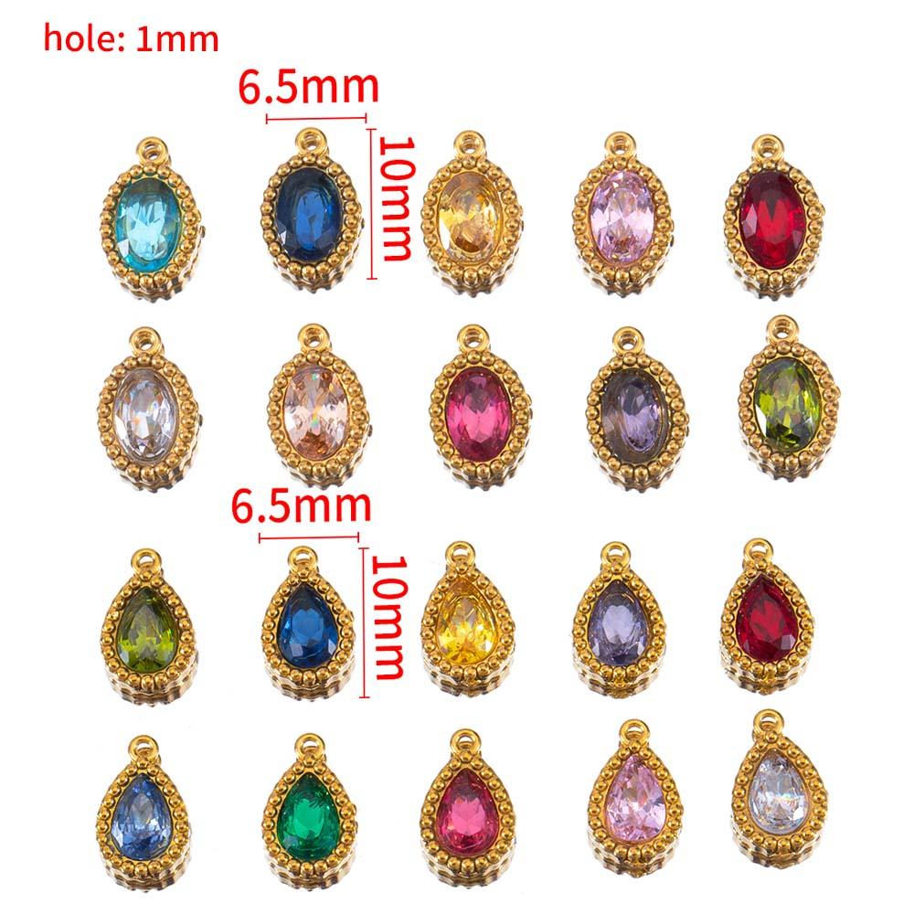 10pcs Crystal Waterdrop Charms Stainless Steel Rhinestone Oval Pendants for Necklace Earrings DIY Cloth Jewelry Making Wholesale