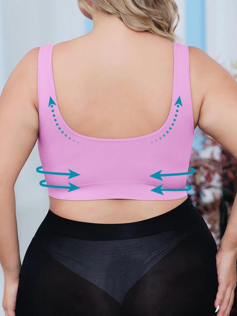 Women's Plus Size Bras with No Wire Shaping and Lifting to Prevent Spillage and Sagging - Detachable Pads PINK 1XL-4XL