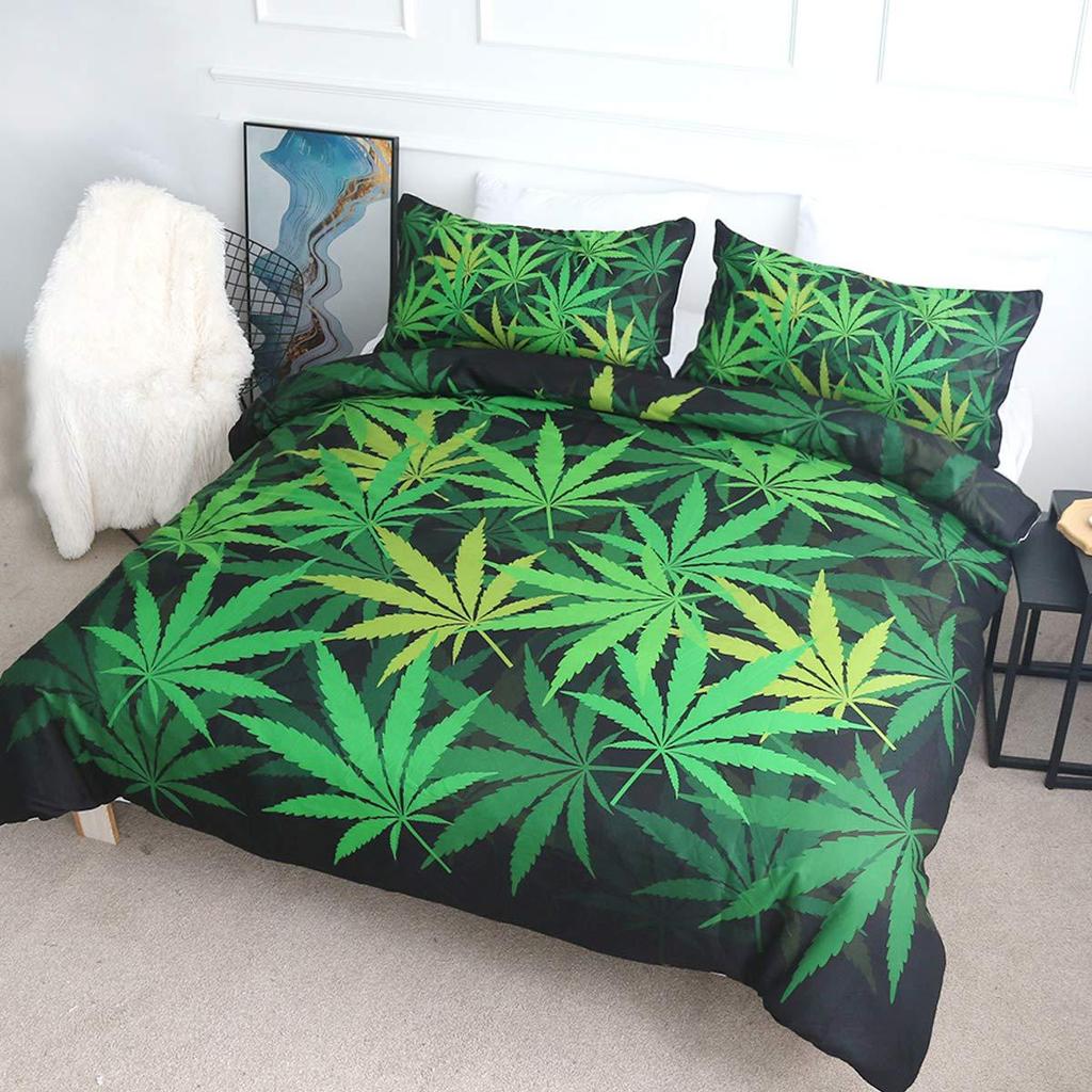 Bohemian Green Bedding Three-Piece Quilt Cover