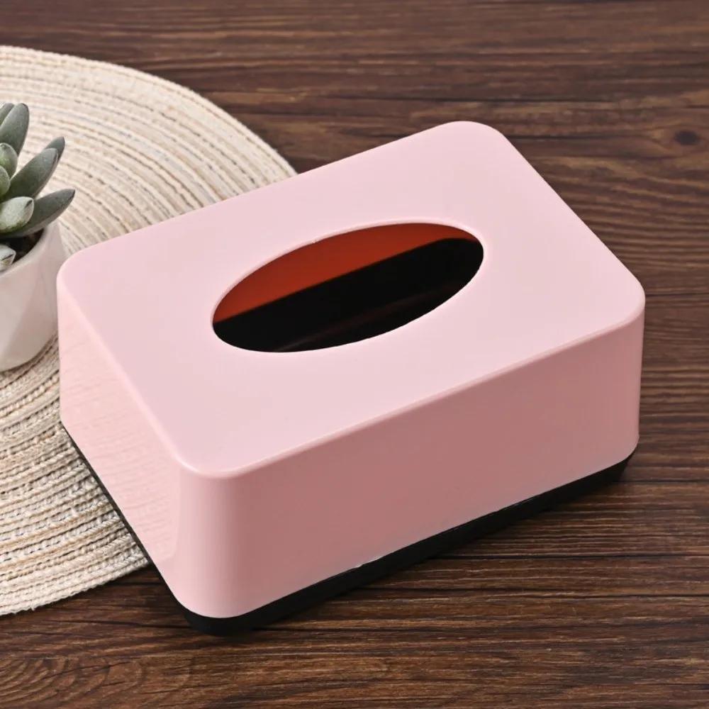 New Plastic Tissue Box Square Durable Napkin Holder Solid Color Paper Towel Box Home Use