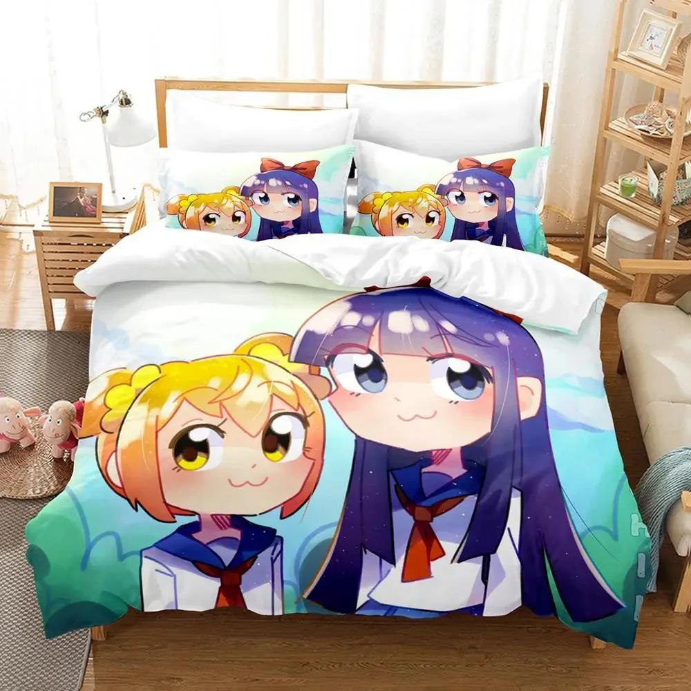Anime Pop Team Epic Pipi Bedding Set Duvet Cover Bed Set Quilt Cover Pillowcase Comforter King Queen Size Boys Adult Bedding Set