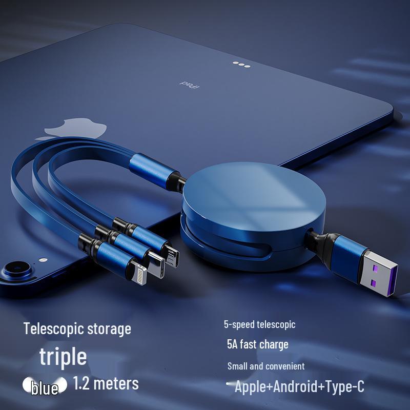 Juran Retractable Multi-Head Fast Charging Cable - 3-in-1 Function