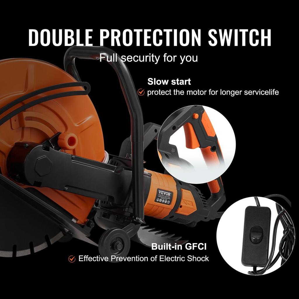 16'' Electric Concrete Saw Wet/Dry Saw Cutter with Water Pump and Blade