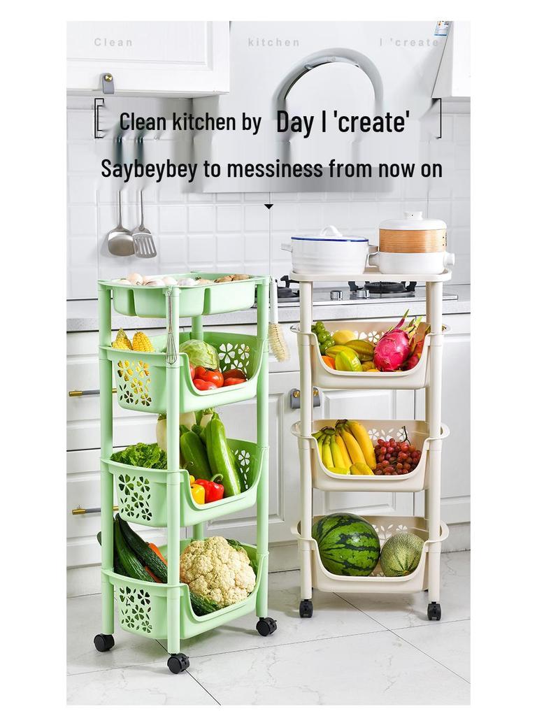 Movable Kitchen Storage Rack for Vegetables, Fruits, Spices, and Jars