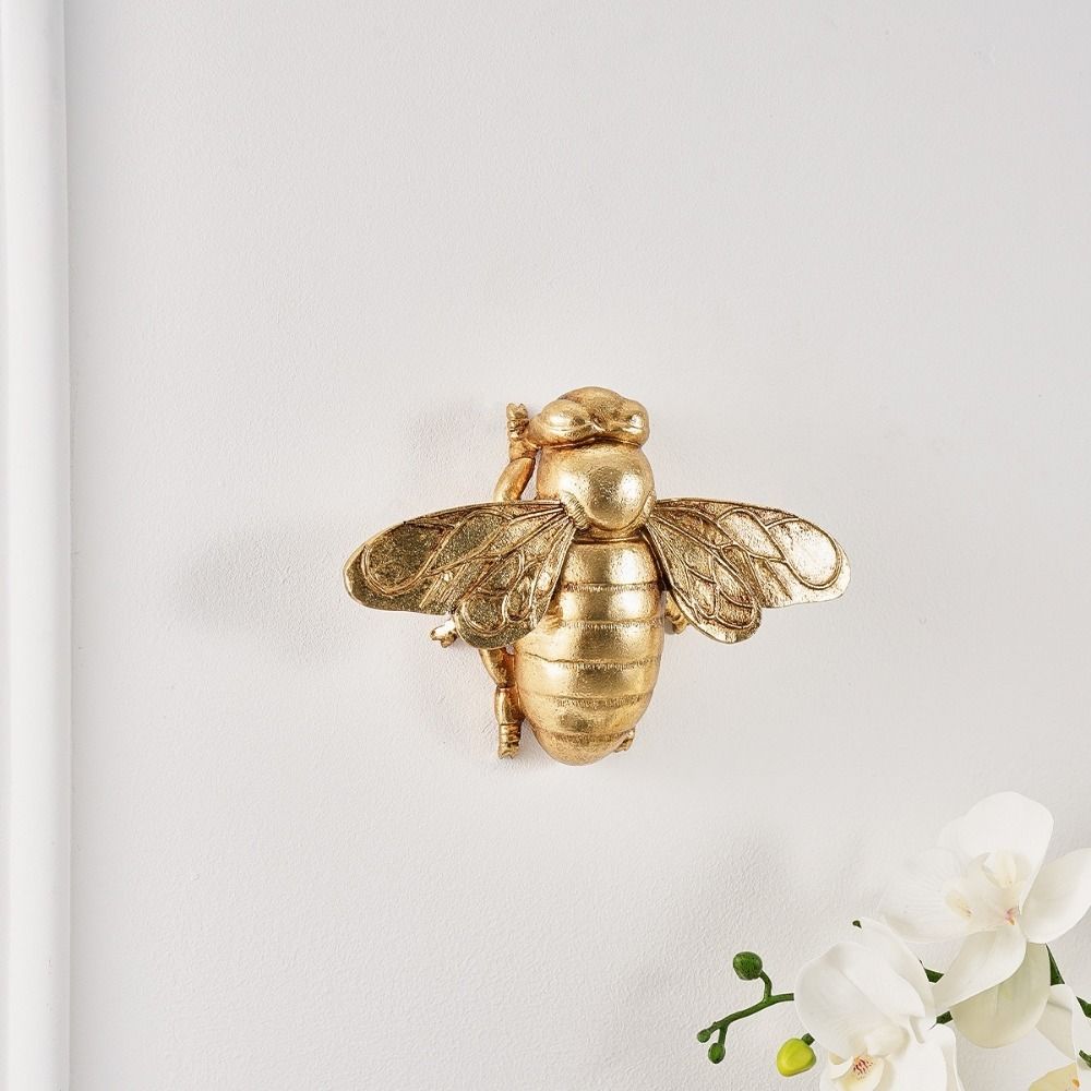 Handcrafted Golden Bee Wall Sculpture 3D Wall Decoration Unique Animal Sculpture  Art Decor