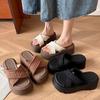 Small thick-soled cool slippers women's new summer wear heightening non-slip breathable beautiful beach slippers