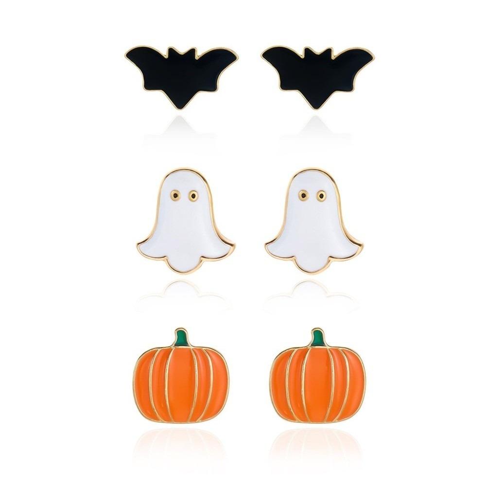 Metal Pumpkin Pendant Ring Enamel Ghost Pendant Jewelry Cute Halloween Jewelry Set Women
