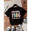 Origineel T-shirt 1986 Dames 40e Verjaardagscadeau Grafische T-shirts Retro Kleurrijke Letterprint Top Zomer Plezier Tekst Korte Mouw Y2k Top