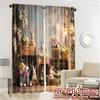 2pcs, 2D FLAT PRINTING Curtains (Without Rod) Easter Wonderland Modern Pattern Curtains Durable Polyester Curtains Art Deco