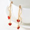 Versatile French Elegant Tassel Line Red Heart Pendant Earrings New Year's Valentine's Day Gift
