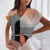 Women's Fashion Loose Harajuku Style Tiny Spot Print V-neck Short Sleeve Pullover Top Casual Tee For Ladies