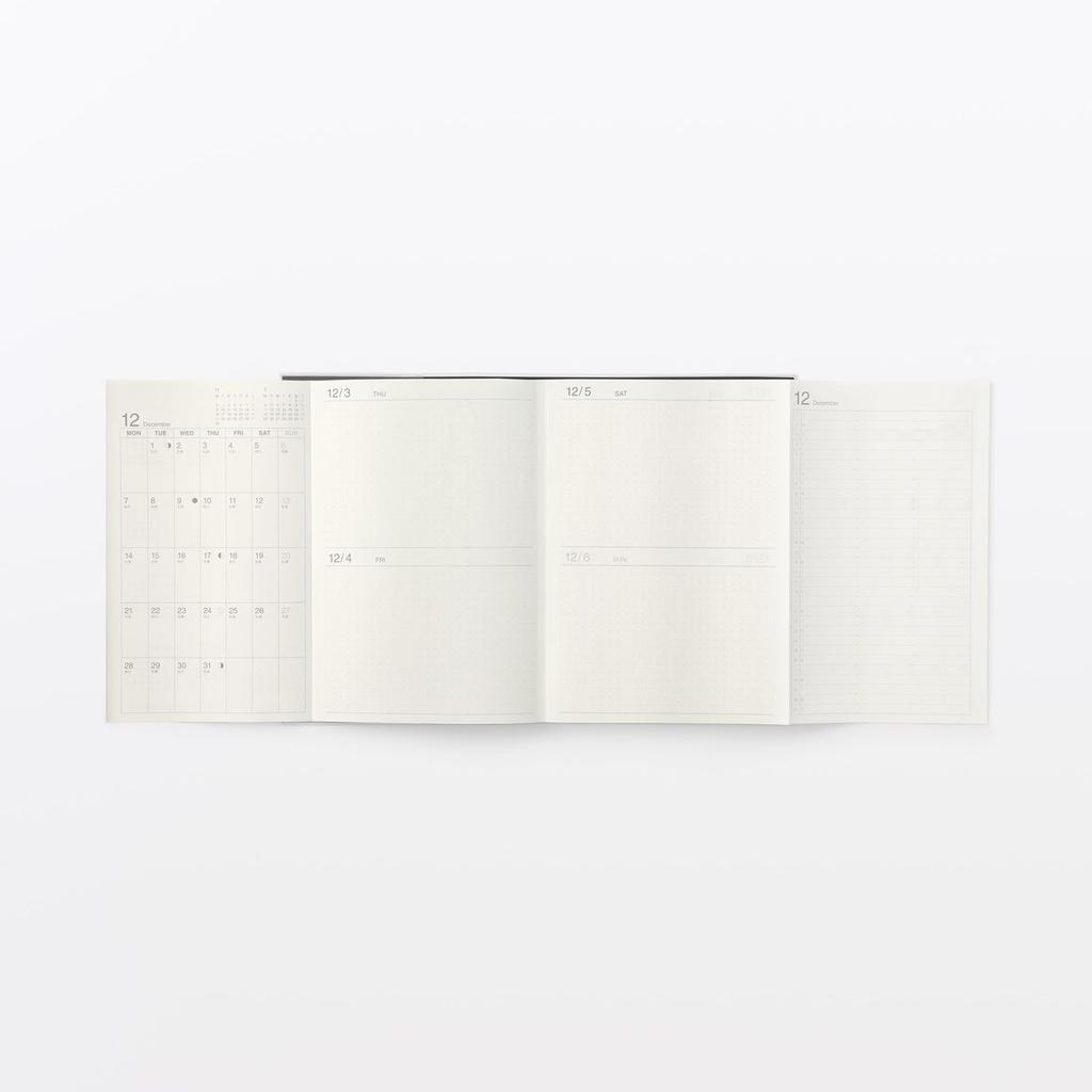MUJI Monthly Daily Planner Schedule Book Dec 2026 Monday Start A5 Black 23101813