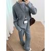 Crew Neck Fashion Suit Autumn and Winter New Lazy Style Casual Wide-leg Trousers Top Knitted Sweater Two-piece Set