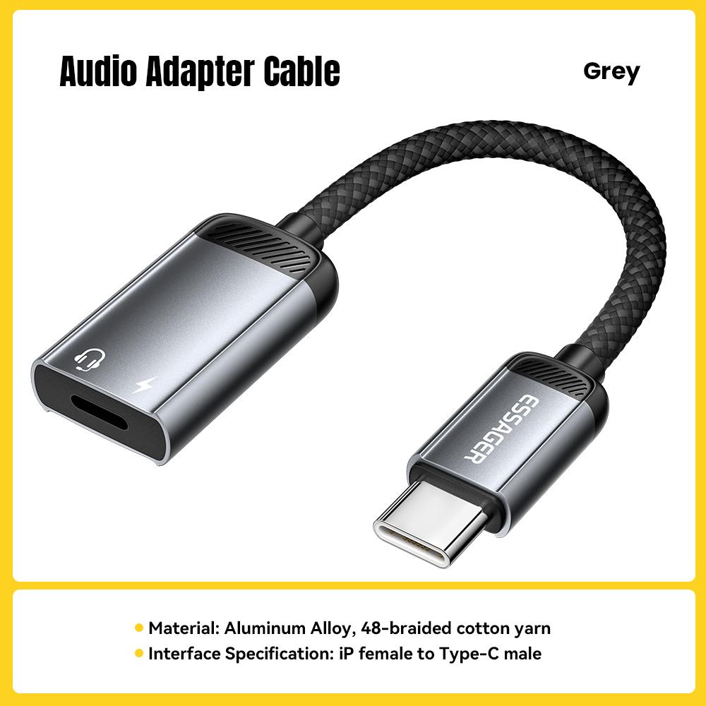 Essager Type-C To Lightning Audio Adapter Cable USB-C Female to Lightning Male OTG Converter for iPhone 16 iPad Pro MacBook Air 3