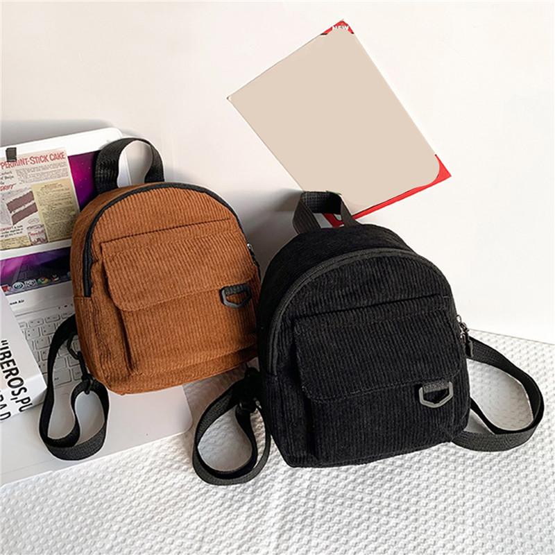 Damenmode, Reise, kleine Tagesrucksäcke, leicht, schlicht, Cord, Doppel-Schultertasche, Schulrucksäcke