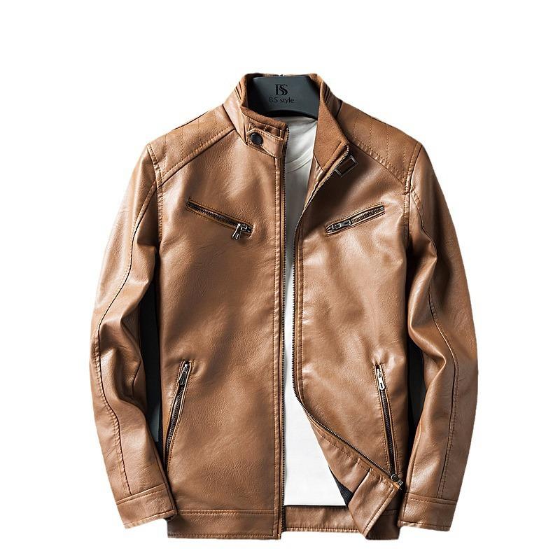 Autumn and Winter New Men's Leather Jacket Youth Casual Handsome Leather Jacket Trendy Men's Locomotive Leather Slim Men's Clothing