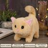 Kids Electric Plush Cat Toy Walking Head Shaking Tail Wagging Interactive Kitten Plushie Toy Toddlers Boys Girls Educational Simulation Animal Toy