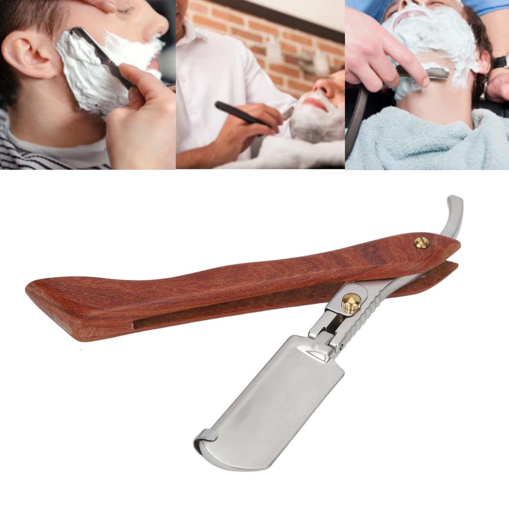 Razor PU Leather Case Lightweight Portable Rosewood Beard Hairdressing Manual Razor for Men (without Blade)