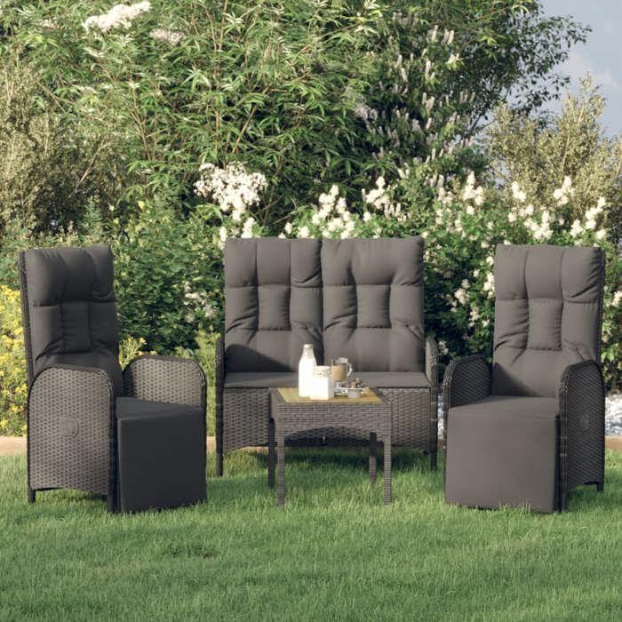 Maison Exclusive - Ensemble à manger de jardin avec coussins 3 pcs Noir