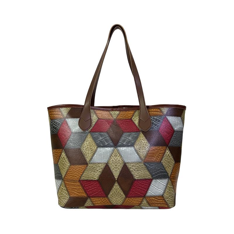 Модная городская минималистичная большая сумка-тоут для женщин с разноцветными клетчатыми узорами красный