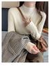 Women's Korean Style Soft Semi-High Neck Slim Fit Pullover Knit Sweater for Autumn and Winter