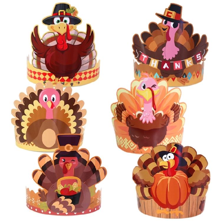 Creative Turkey Crown Paper Hat Festival Headwear for Festival Celebration Thanksgiving Accessories Turkey Headband