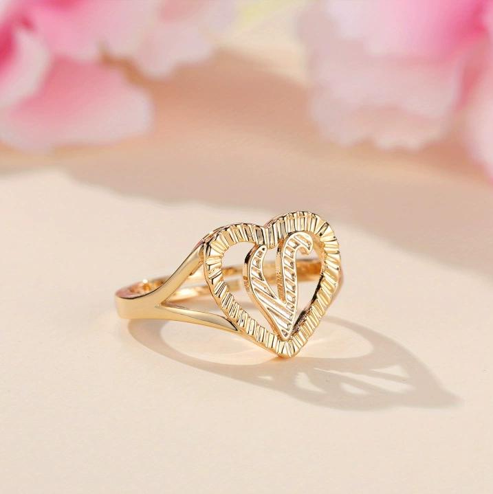 1pc Vintage Hollow 26 Letter Adjustable Ring Fashionable Casual Couple Accessory