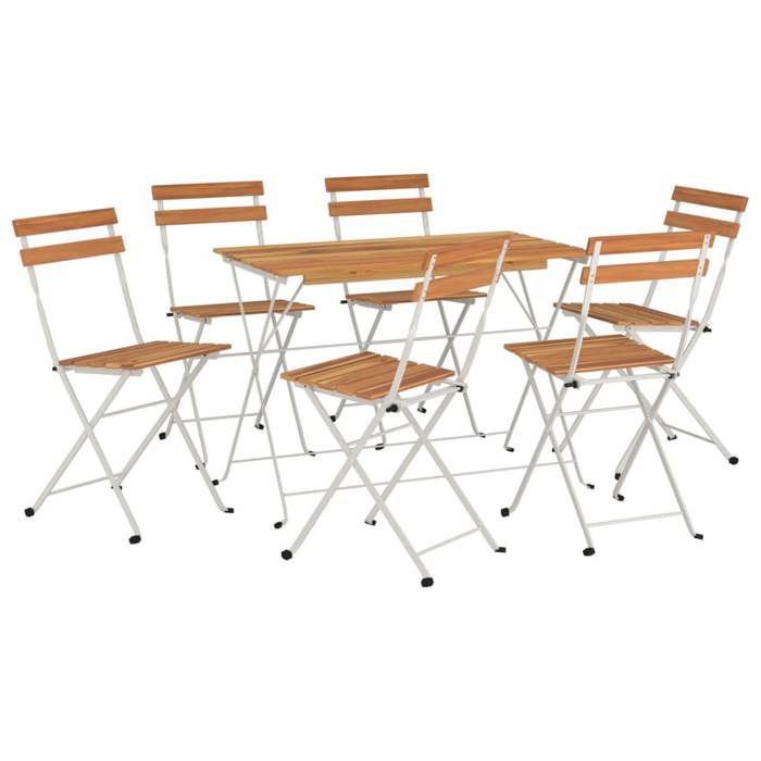 VidaXL Ensemble de bistro pliable 7 pcs bois d'acacia solide et acier, ensemble de bistrot, ensemble de mobilier 3152101