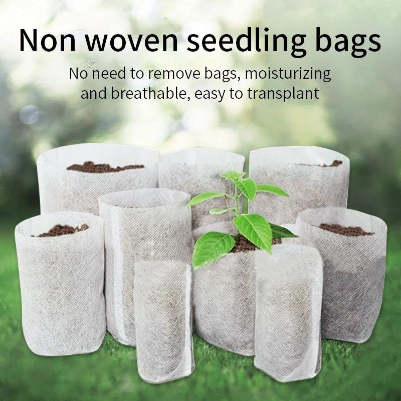 100-500pcs Non-woven Fabric Seeding Bags Plant Grow Bags Seed Nursery Bag Garden Seedling Growing Planter Pots Biodegradable