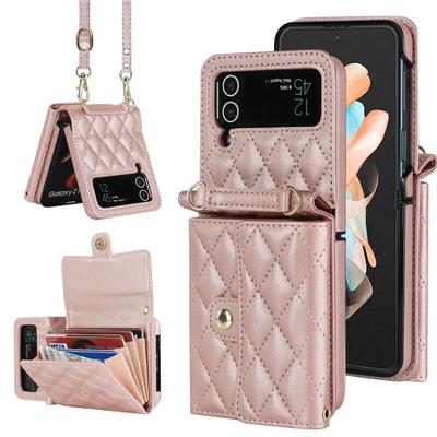Lüks Çapraz Askılı Omuz Askısı Mini Cüzdan Çanta Telefon Kılıfı Samsung Z Flip 5 4 3 Coque Kart Yuvası Katlanabilir Deri Kılıf Funda