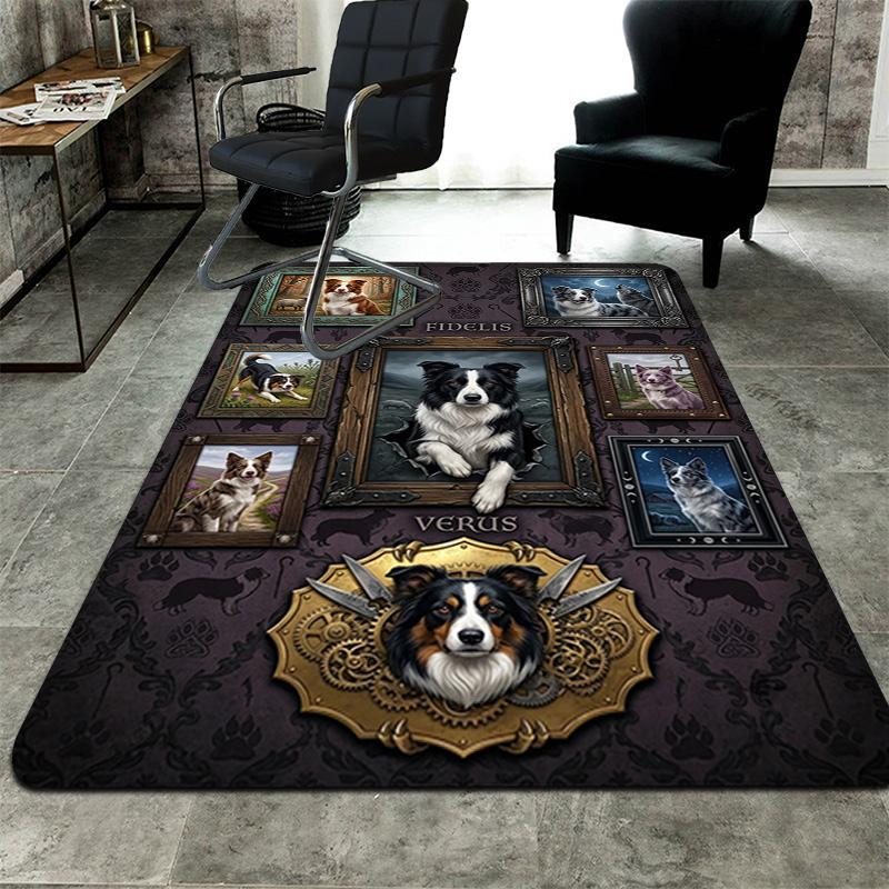 Dog Portraits Gallery Pattern Rug Floor Mat for Living Room or Bedroom Soft and Comfortable Carpet a Gift for Birthday and Holiday.