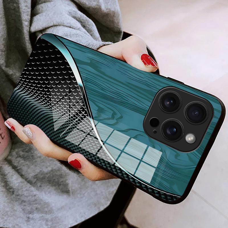 Texture and Scale Design Tempered Glass Phone Case Suitable for iPhone 17 16 15 14 13 12 11 Pro/Max/Plus Shockproof Back Cover