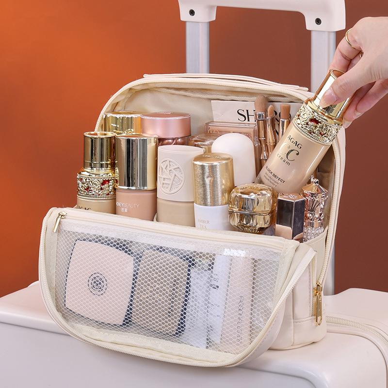 New High-end Cosmetic Bags Waterproof Large Capacity Compartmentalized Storage Bags Portable Magnetic Clasp Can Hung Travel Bags