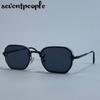 Small Frame Square Punk Sunglasses Women  Luxury Brand Vintage Steampunk Metal Polygon Sun Glasses Trendy Driving Shades