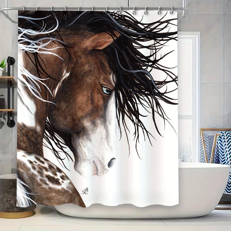 

Blue Striped Shower Curtain Set Modern Stylish Waterproof Bath Decoration Easy Installation For Bathroom Decorations (128 Charac W60H190(CM)-1 Pcs