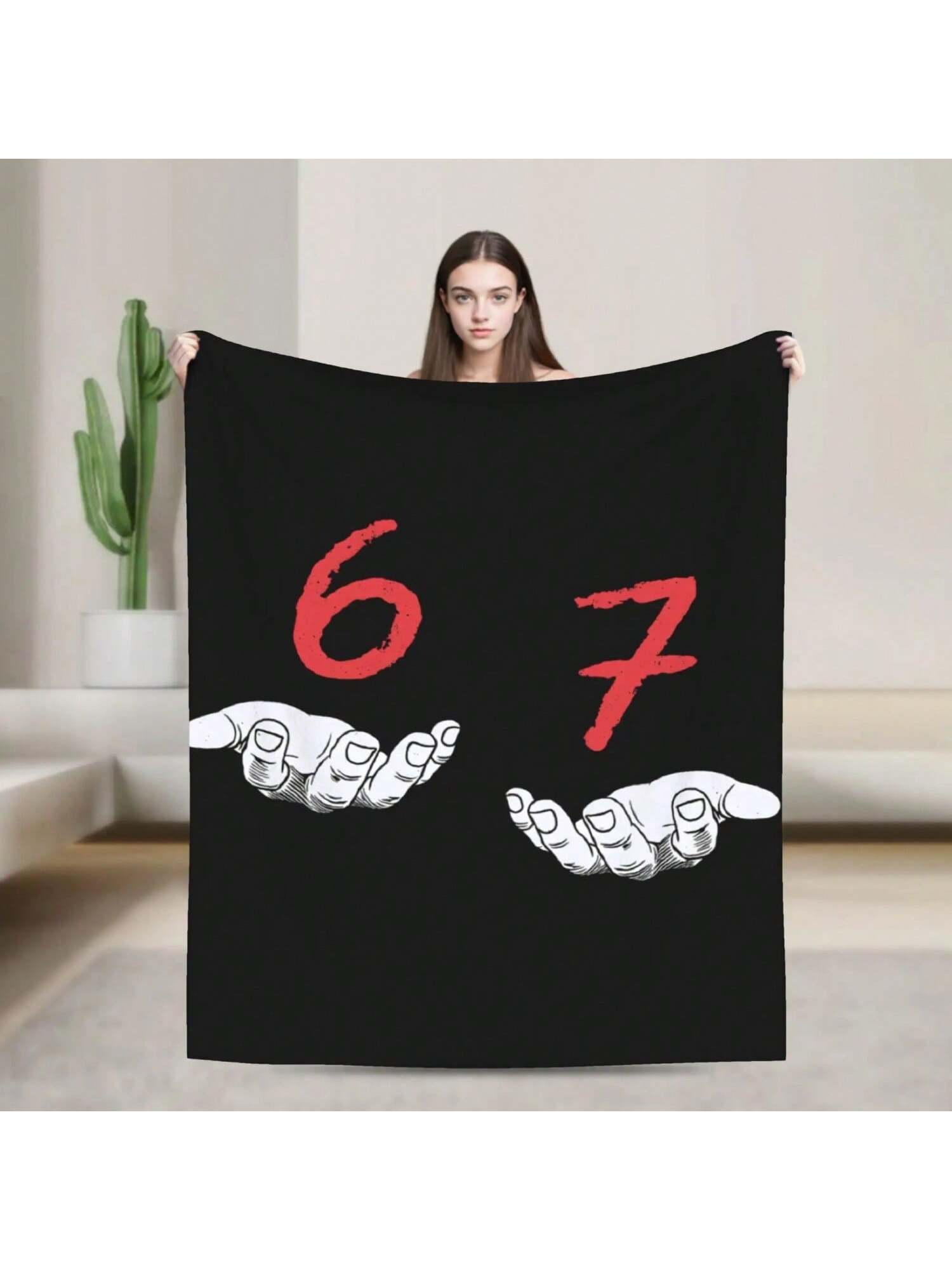 

Funny Six Seven 6 7 Meme Vintage Blanket Soft Warm Fluffy Plush Throw Blanket For Bedroom Flannel Bedspread Bed Cover 75X95CM сірий колір