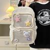 Transparent Anime Ryggsäck för Skolan, Vattentät Nylon JK-väska med Ryggskydd, Unisex Söt Expanderbar Ryggsäck