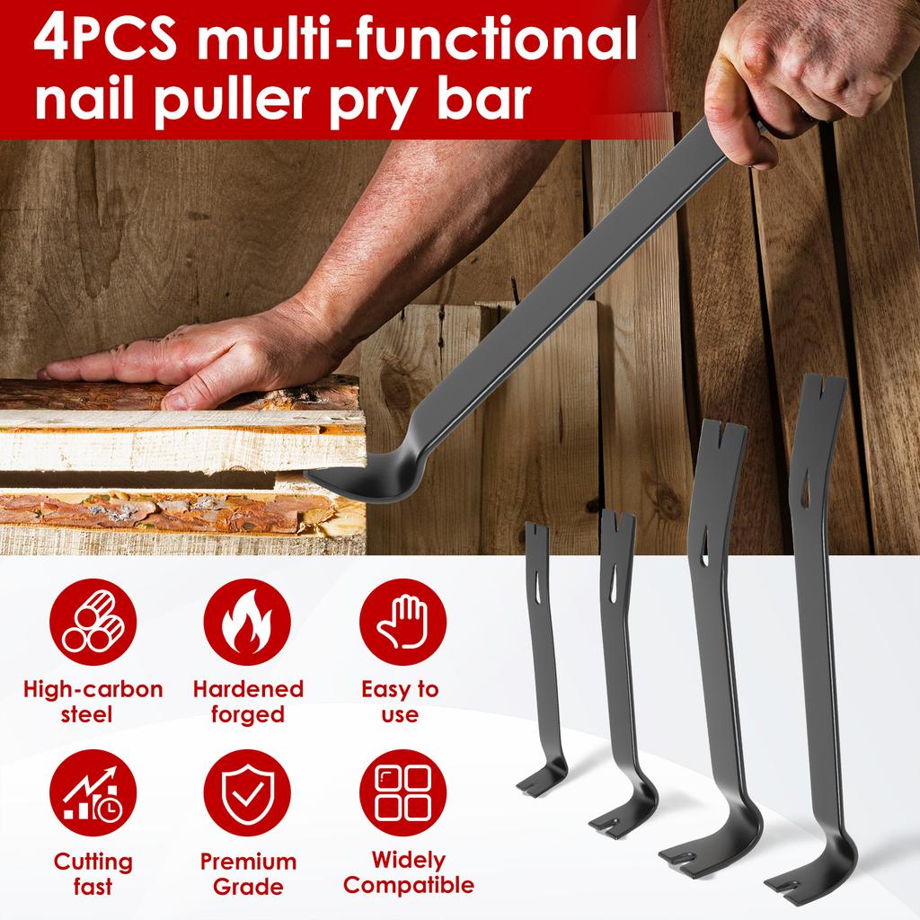4Pcs Wooden Box Opener Nail Puller Carbon Steel DualPurpose Crowbar Multifunctional Household Nail Remover Woodworking Hand Tool