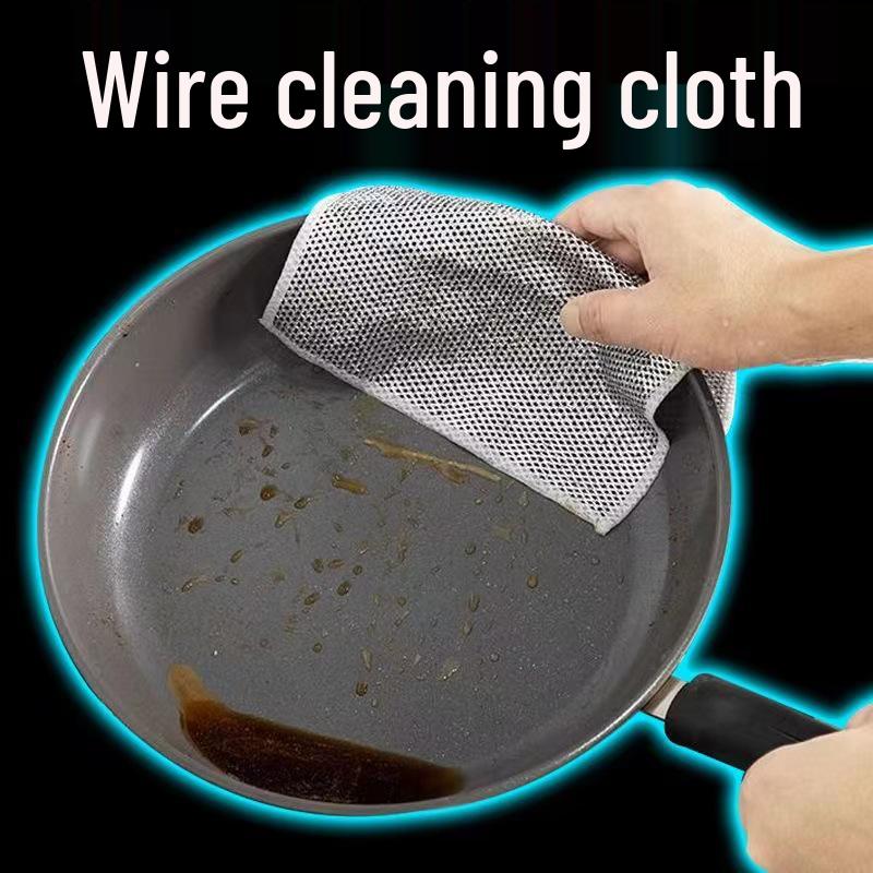 Non-stick Steel Mesh Dishcloth: Easy-Clean Metal Scrubber for Kitchen, Dishwashing, and Pots - Silver Wire Rag