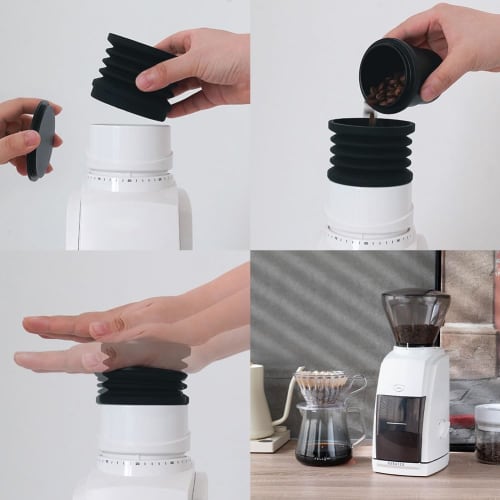 Coffee Grinder Single-Dose Hopper for Baratza Encore Coffee Grinder with Silicone Bellow and Mental Lid for Residual Coffee Grounds, White