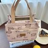 Cartoon Bear Printed Versatile Large Capacity Handbag Office Worker Portable Lunch Bento Tote Bag