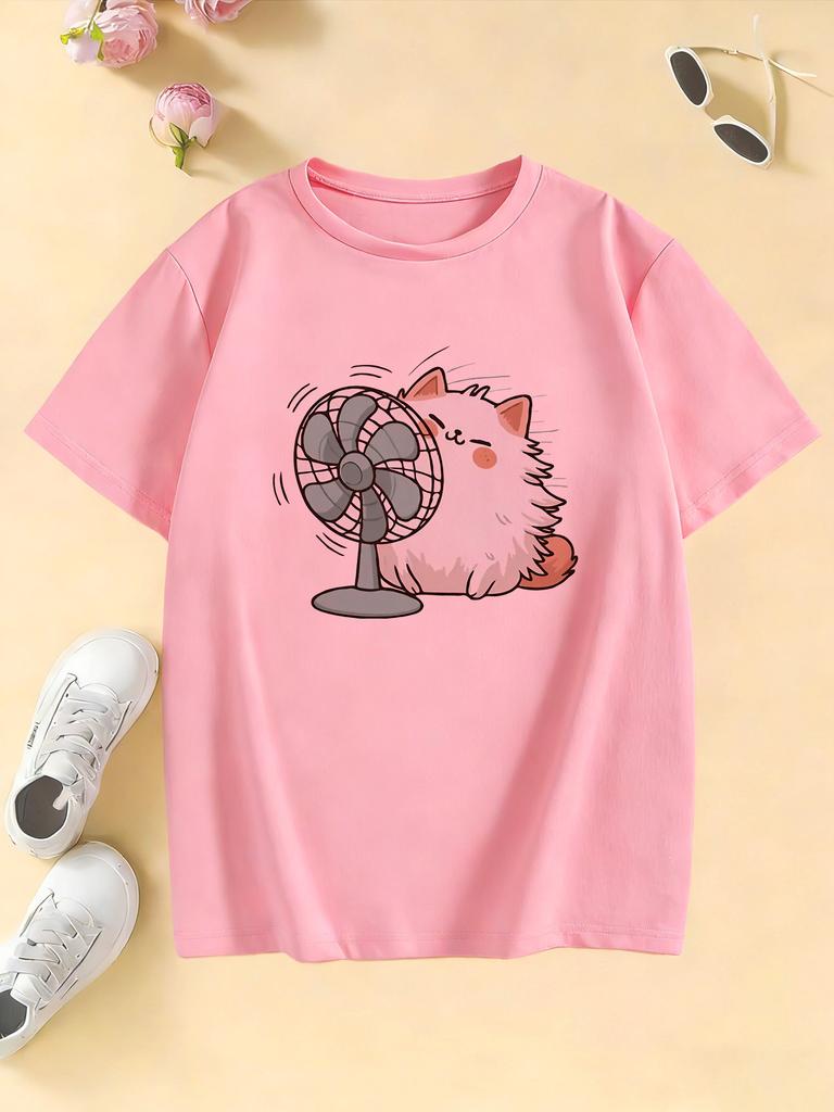 Cartoon Animal Funny Fan Cat T Shirts Shirt Sleeve Kids Childrens Tshirt Boys Girls Summer Spring Casual Top Tee Shirt