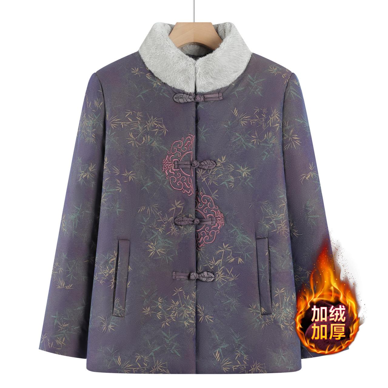 

Winter padded jacket medium and old velvet thickened warm padded jacket old lady padded jacket 5XL [recommended 150-80kg] фиолетовый