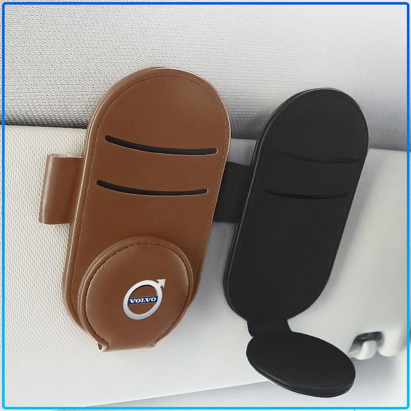 Leather Car Glasses Clip Sun Visor Multi-function Sunglasses Clip Car Styling For Volvo XC60 XC90 S60 S80 S40 V40 V60 V70 V50 XC70