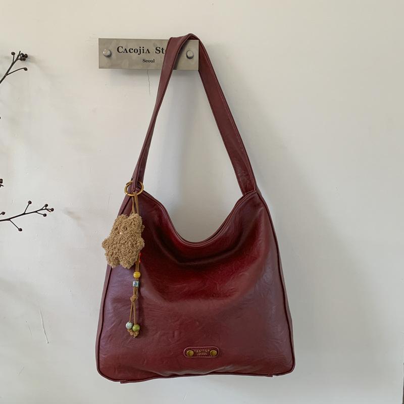 Retro Bag Women's Large Capacity 2025 New Autumn and Winter Versatile Simple Shoulder Underarm Bag Casual Commuter Tote Bag