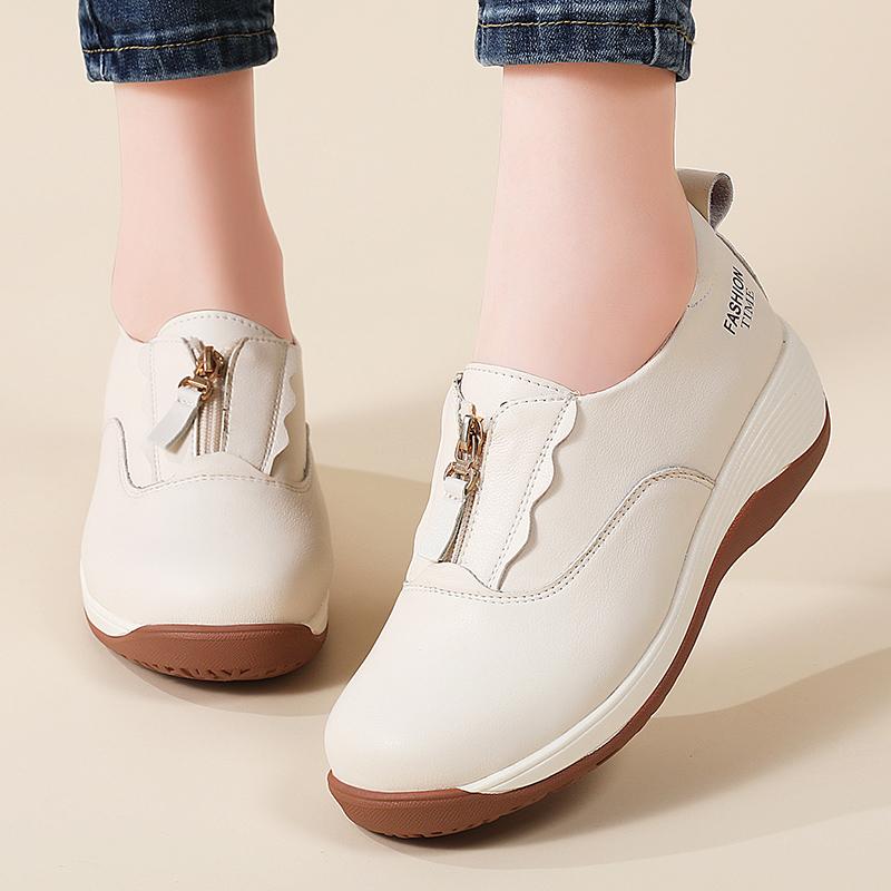 Damen Plateau Loafers Mokassins Casual Slipper Dicke Sohle Elevator Shake Schuhe für Mutter Übergröße