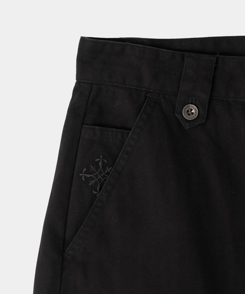 SLOWACID Washed Herringbone Cargo Pants [Black]