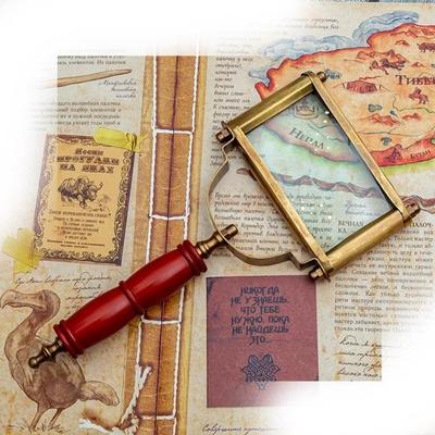 Nautical Antique  Brass Magnifying Glass with Red Handle for Reading