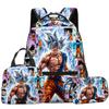 3D Animation Wukong Dragon Ball Super Student School Bag Backpack Lunch Bag Pencil Bag Three-Piece Set