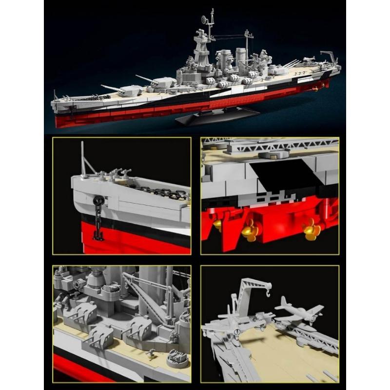 2662pcs North Carolina Battleship Model Kit Module Building Blocks DIY Toy Adult Gift Assembly Model Set Naval Architecture